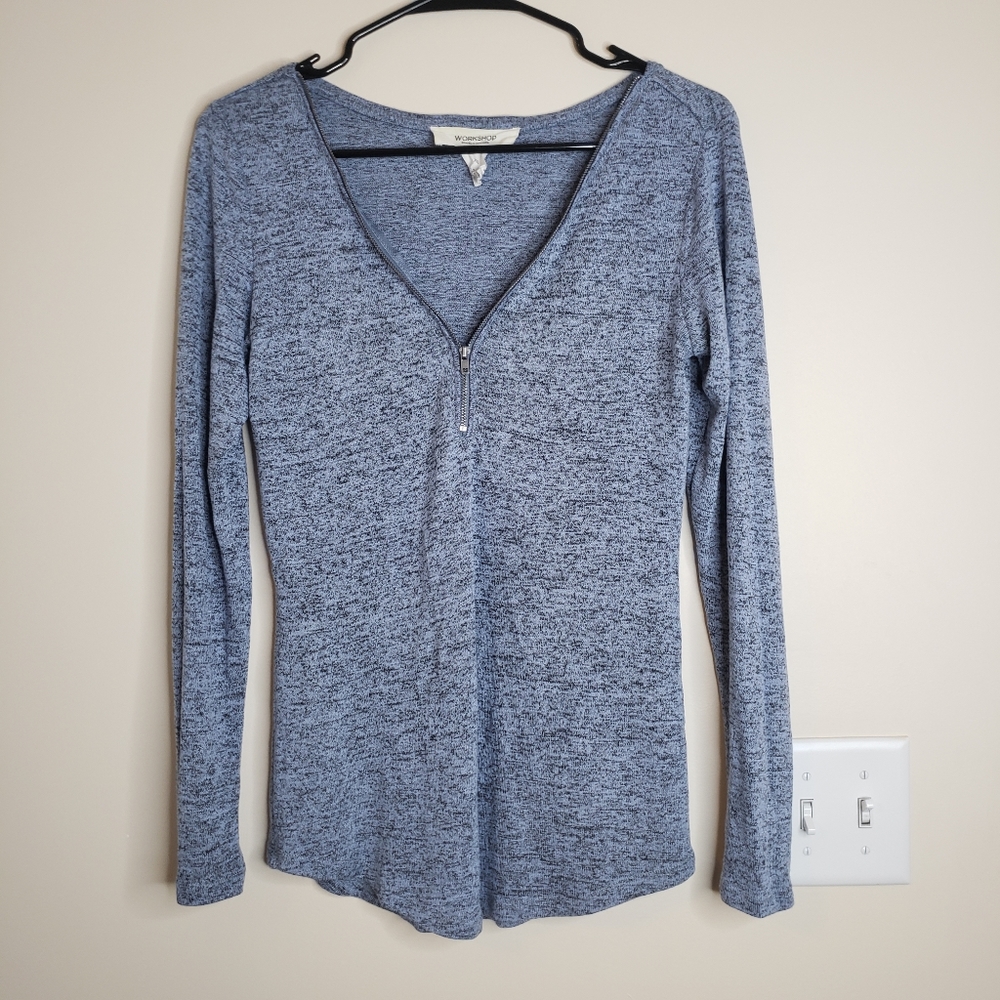 Blue Zipper Front Long Sleeve Lightweight Sz XS
